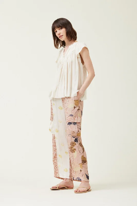 Pink Smoke Silky Cargo Pants Relaxed Lounge Trousers