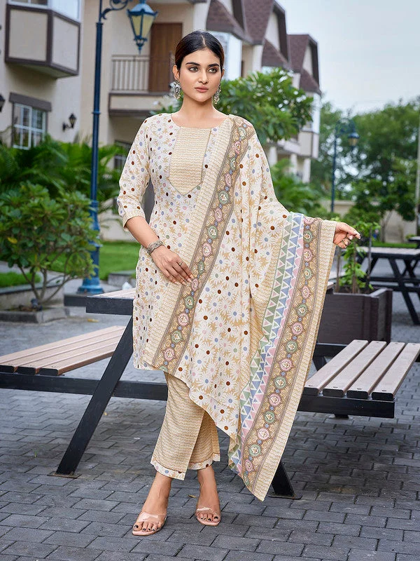 NOZ2TOZ Women's Cotton Blend Printed Straight Kurta Pant With Dupatta - Yellow Fashionable Work Pants NOZ2TOZ Women's Cotton Blend Printed Straight Kurta Pant With Dupatta - Yellow Fashionable Work Pants