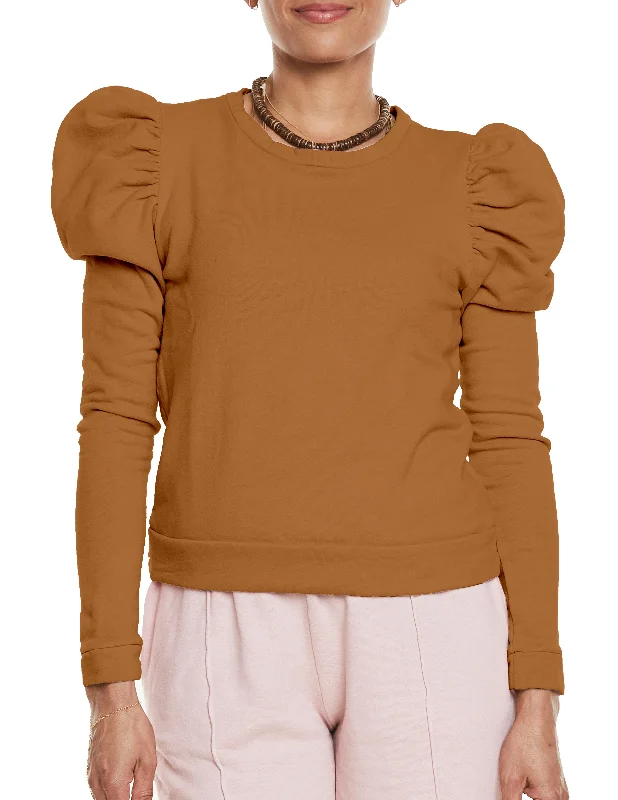 Greta Puff Sleeve Sweatshirt Hoodie with Button Classic Timeless