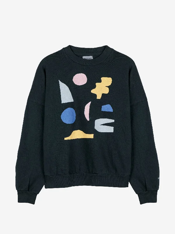 Summer night Landscape sweatshirt Hoodie with Slit Hem Functional Movement