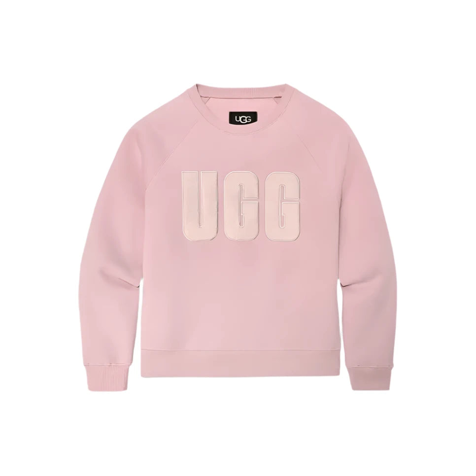 UGG Womens Madeline Fuzzy Logo Crewneck Sweatshirt Hoodie with Belted Waist Structured Tailored