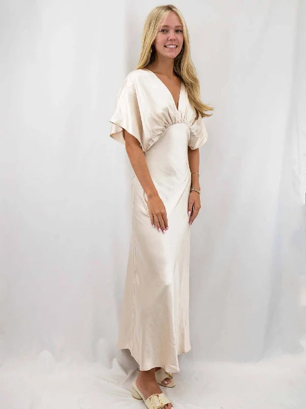 Silk Champagne Formal Dress Tunics Satin smooth