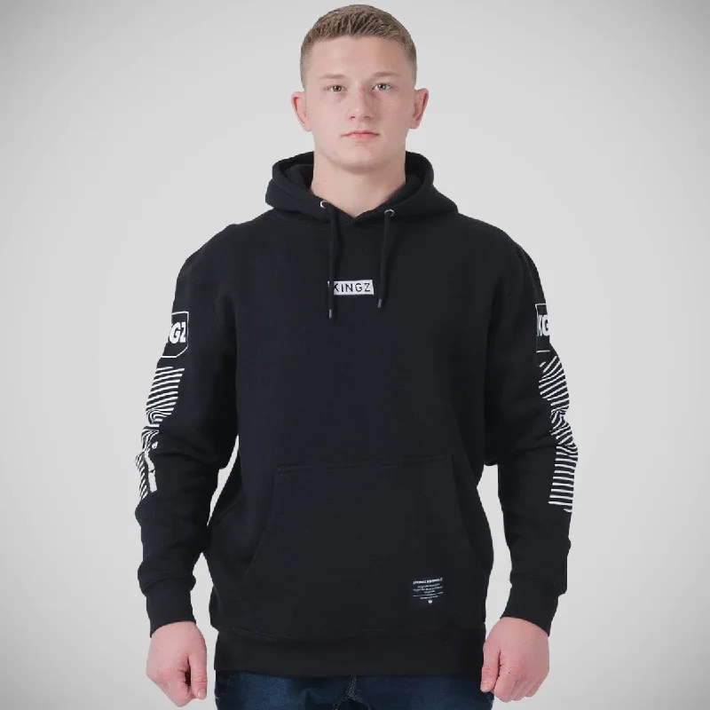 Kingz Slant Bar Hoodie Black Hoodie with Lace Feminine Delicate