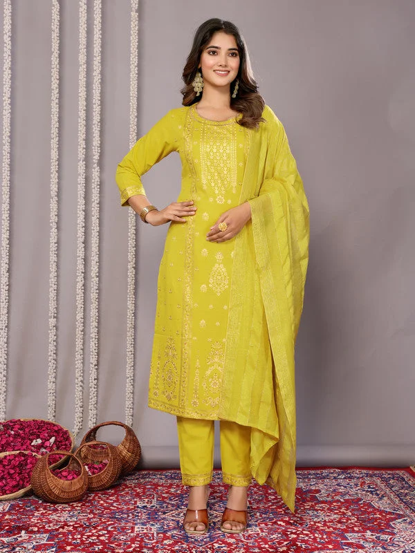 NOZ2TOZ Women's Cotton Blend Printed Straight Kurta Pant With Dupatta - Yellow Cozy Maternity Pants NOZ2TOZ Women's Cotton Blend Printed Straight Kurta Pant With Dupatta - Yellow Cozy Maternity Pants