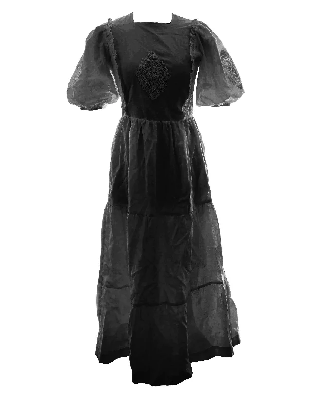 HDR112-CROCHET DETAIL DRESS-Black Tunics Trousers formal