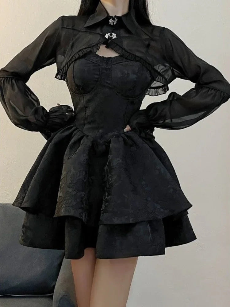 Wjczt Black Sexy Lolita Dress Women Gothic Vintage Mini Dresses Harajuku Halloween Cosplay Costumes Long Sleeve Fairy Dress Trendy Bodycon Mini Dress Wjczt Black Sexy Lolita Dress Women Gothic Vintage Mini Dresses Harajuku Halloween Cosplay Costumes Long Sleeve Fairy Dress Trendy Bodycon Mini Dress