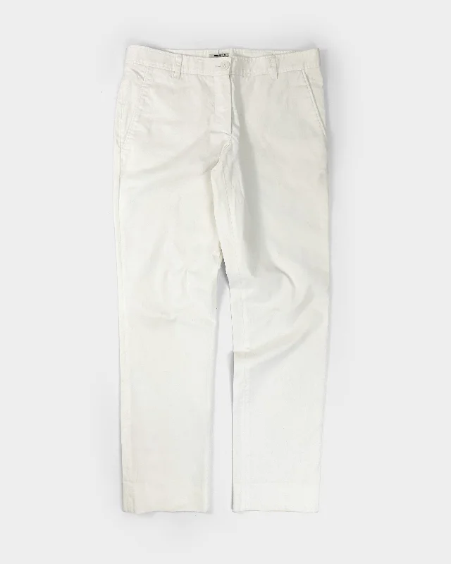 Miu Miu White Cotton Tailored Pants 2000's Relaxed Casual Leggings