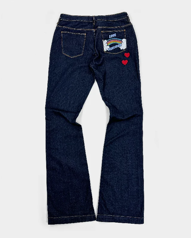 Moschino Embroidery Pocket Dark Denim Pants 2000's Fashionable Work Pants