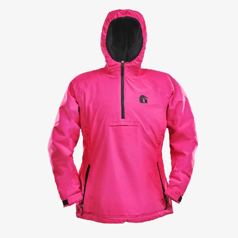 Gator Wader Waterproof 1/2 Zip Bog Hoodie | Womens - Pink Hoodie with Stripes Bold Sporty Gator Wader Waterproof 1/2 Zip Bog Hoodie | Womens - Pink Hoodie with Stripes Bold Sporty