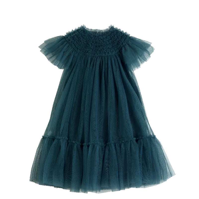 Carla Dress-Petrol Turtleneck Neckline Stylish