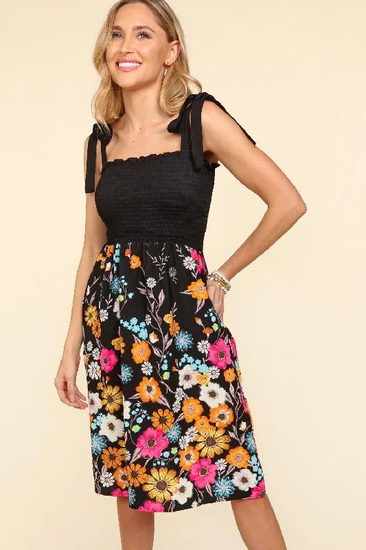 Blue Zone Planet |  Haptics Smocked Cami Floral Dress Tunics Versatile all-occasion