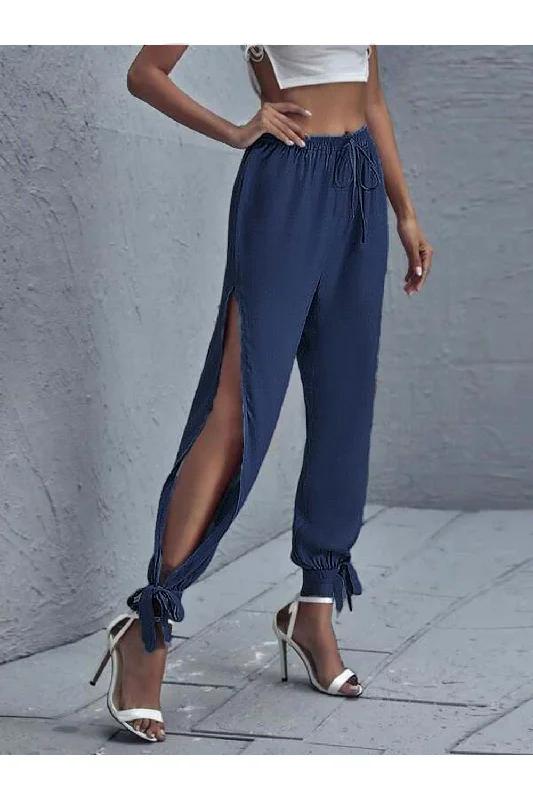 Denim Airy Side Split Pants Trendy Work Pants