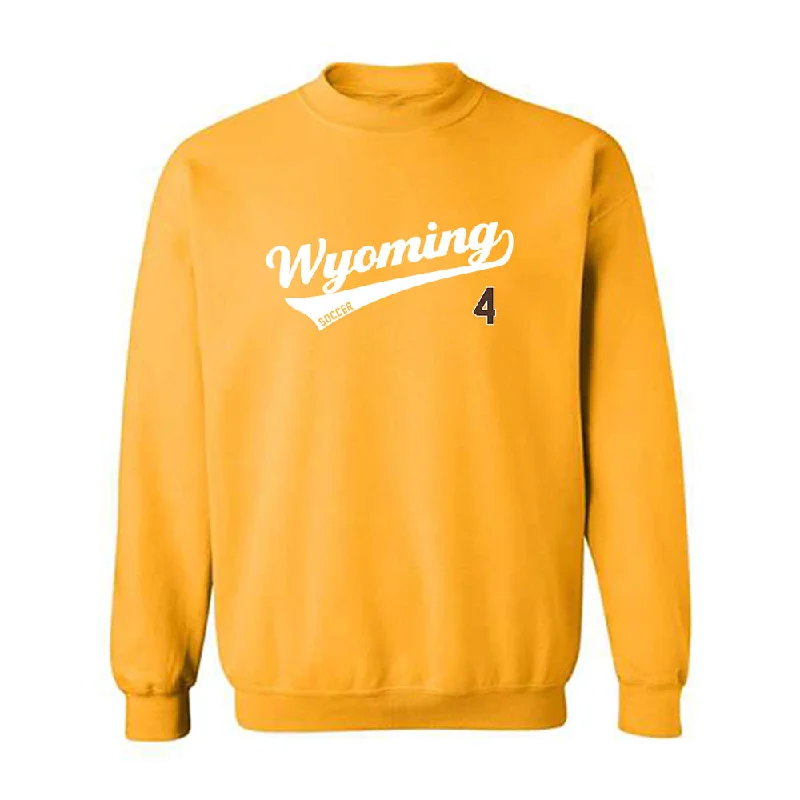 Wyoming - NCAA Women's Soccer : Alyssa Bedard - Gold Classic Shersey Sweatshirt Hoodie with Ribbed Neckline Snug Warm