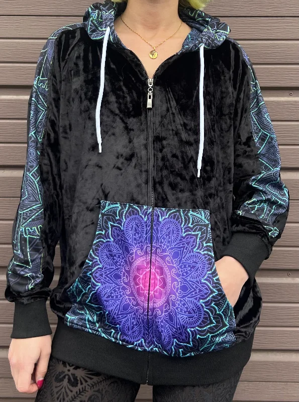 Cameron Gray - Mandala Love -  Keme Zip Up Hoodie Hoodie with Lining Warm Insulated