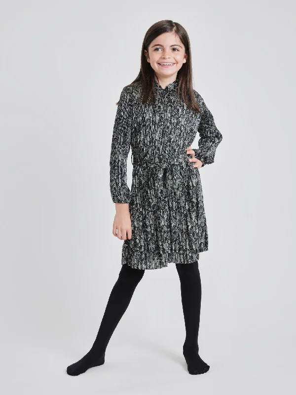 Black Micro Pleated Paisley Dress GW23448-A Tunics Essential wardrobe