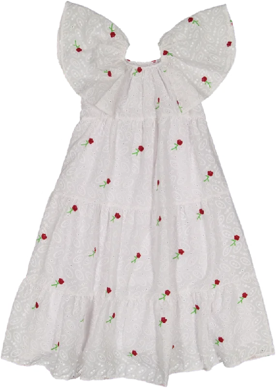 33106 DRESS-Lace/Red Flower A-Line Day Work