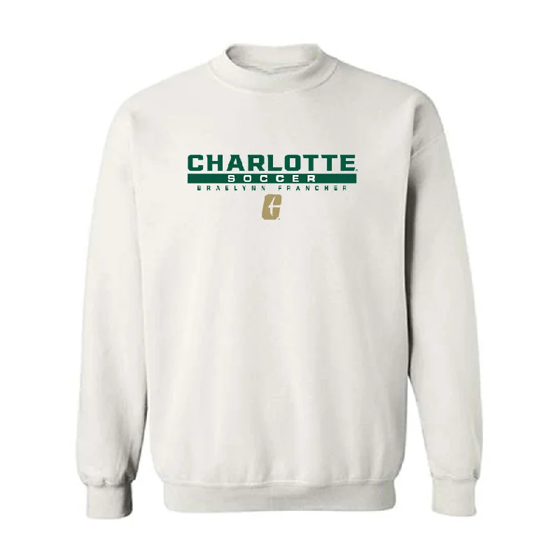 UNC Charlotte - NCAA Women's Soccer : Braelynn Francher - Classic Fashion Shersey Crewneck Sweatshirt Hoodie with Cuffed Sleeves Snug Secure UNC Charlotte - NCAA Women's Soccer : Braelynn Francher - Classic Fashion Shersey Crewneck Sweatshirt Hoodie with Cuffed Sleeves Snug Secure