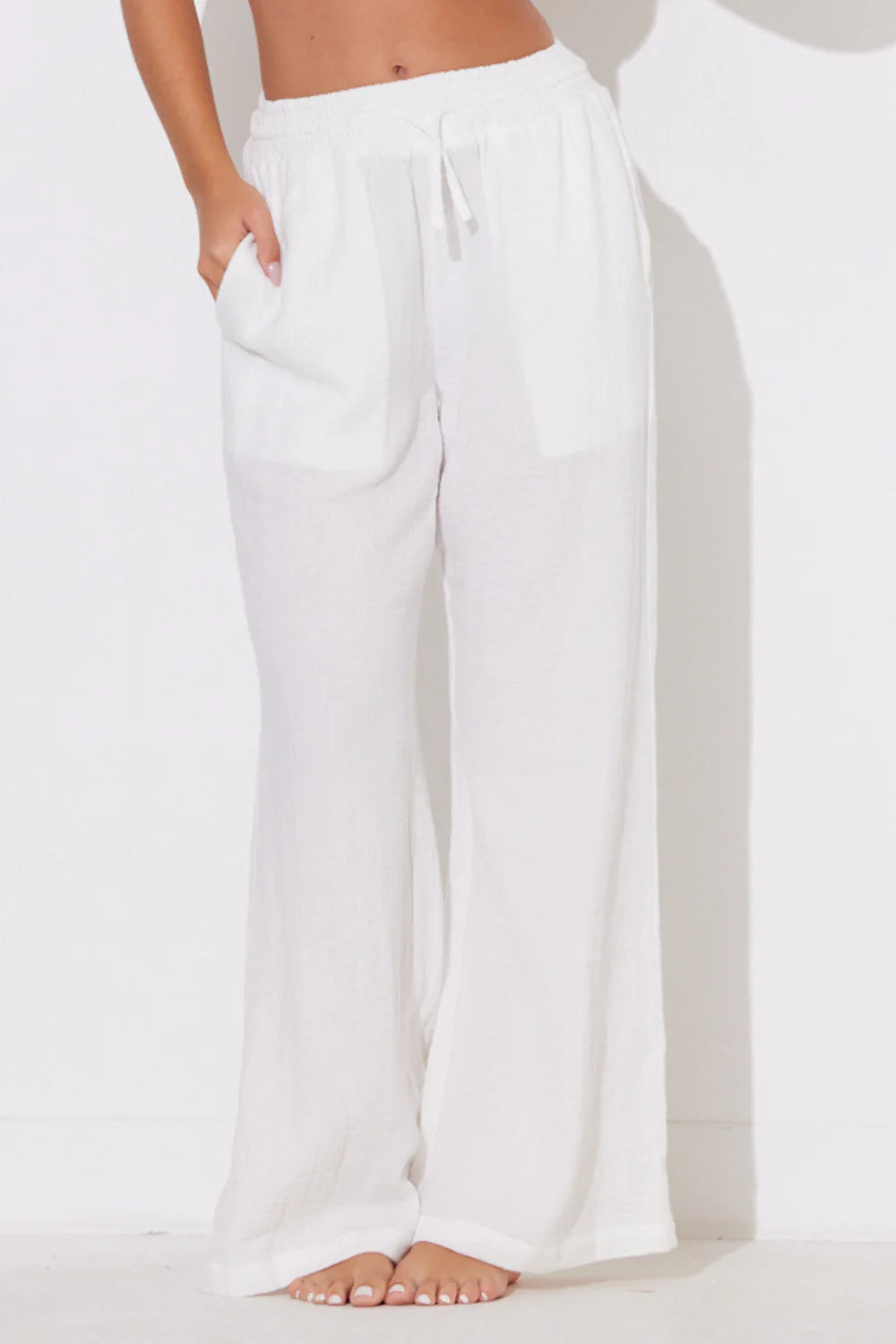 White Gauze Pants Stylish Slim Trousers