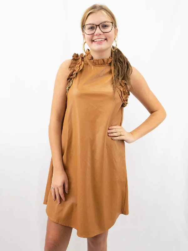 Faux Leather Ruffle Dress Tunics Review highly
