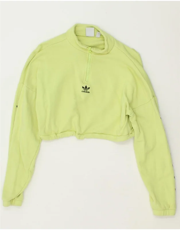 ADIDAS Womens Oversized Crop Zip Neck Sweatshirt Jumper UK 6 XS Green Hoodie with Snap Buttons Easy Quick ADIDAS Womens Oversized Crop Zip Neck Sweatshirt Jumper UK 6 XS Green Hoodie with Snap Buttons Easy Quick