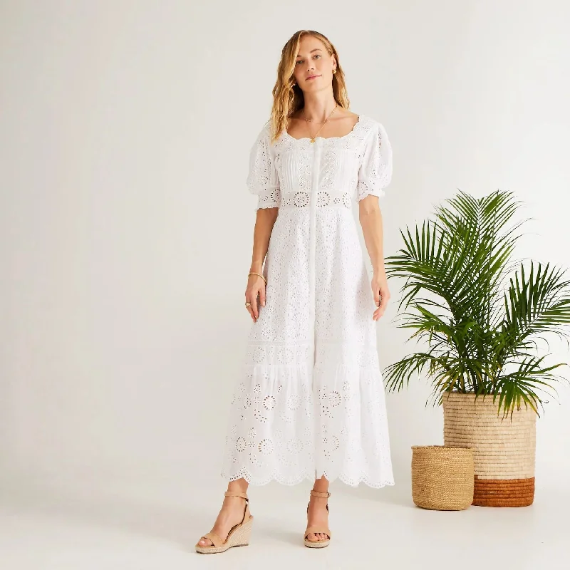 Cosima Dress - White Cowl Neckline Elegant