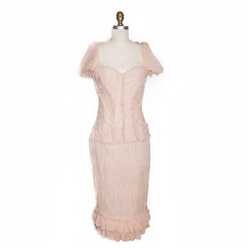 Chiffon Ruched Corset Dress sweetheart Neckline Romantic