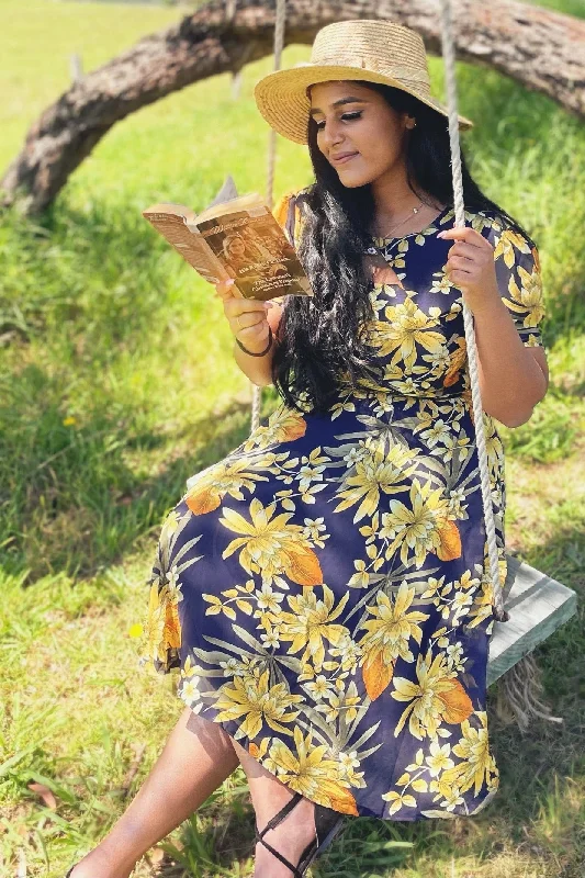 Ginger Navy & Mustard Dress Tunics Occasion special