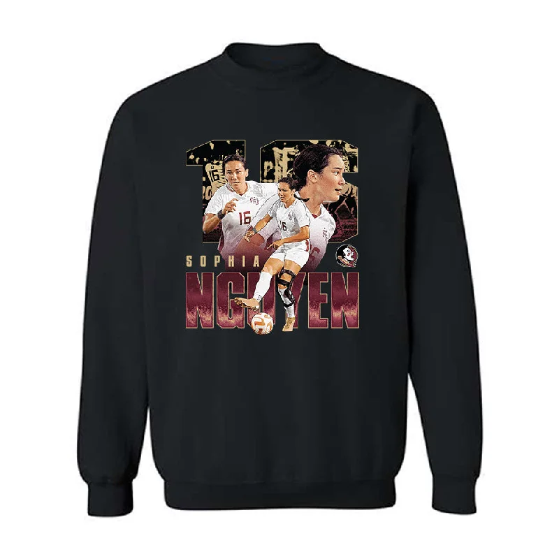 FSU - NCAA Women's Soccer : Sophia Nguyen - Player Collage Crewneck Sweatshirt Hoodie with Embroidery Detailed Premium FSU - NCAA Women's Soccer : Sophia Nguyen - Player Collage Crewneck Sweatshirt Hoodie with Embroidery Detailed Premium