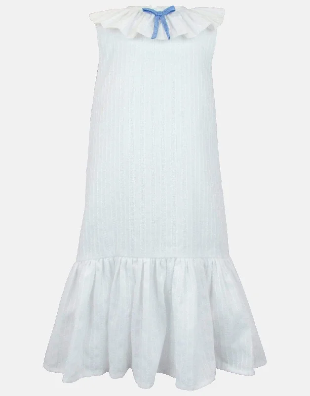 Tilly: Textured white  drop waist dress Tunics Brand named