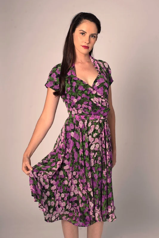 Pansy Lilac Floral Dress Tunics Formal black