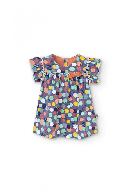 Knit Geometric Baby Dress 146056-9039 Tunics Polka dots