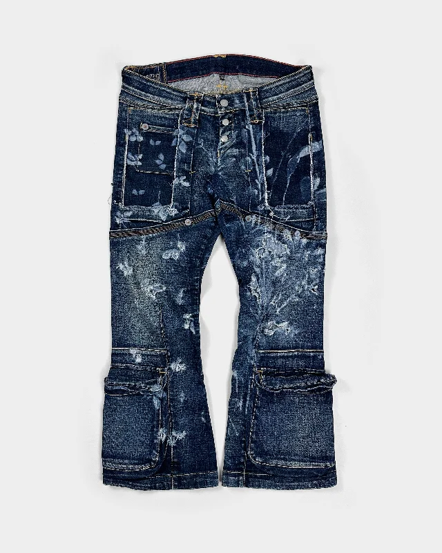 Marithé Francois Girbaud Distressed Cargo 3/4 Pants 2000's Warm Wool Trousers