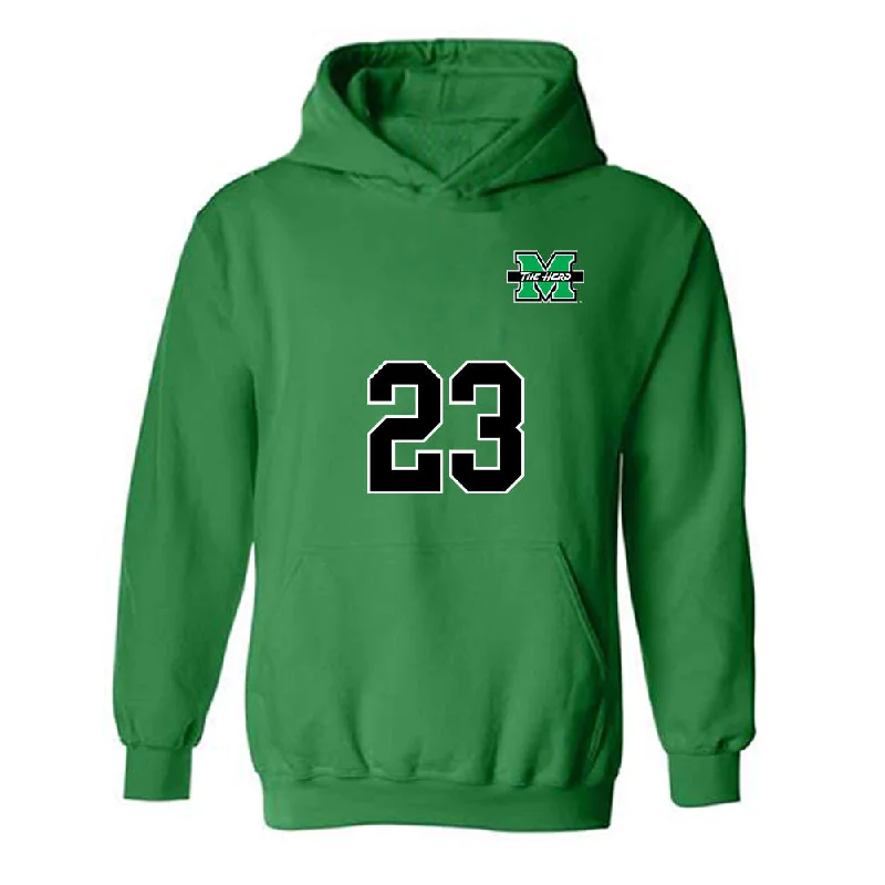 Marshall - NCAA Women's Soccer : Madison Townes - Green Replica Shersey Hooded Sweatshirt Hoodie with Relaxed Fit Easy Casual