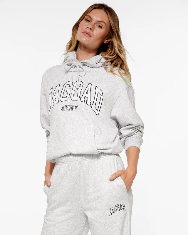 FREMONT BOYFRIEND HOODIE LIGHT GREY Hoodie with Ribbed Hem Stretchable Secure