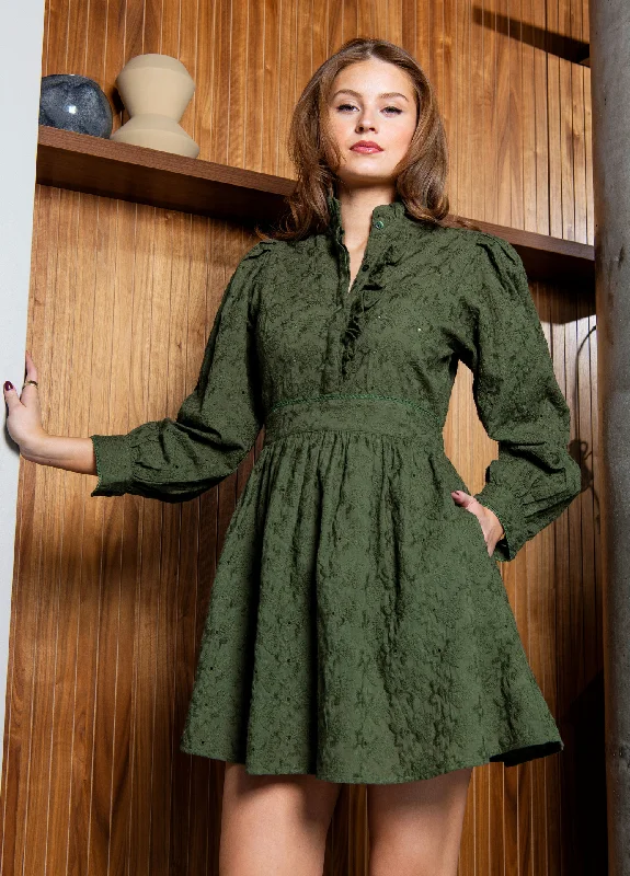 Uma Dress Broderie Green Tunics Evening elegant