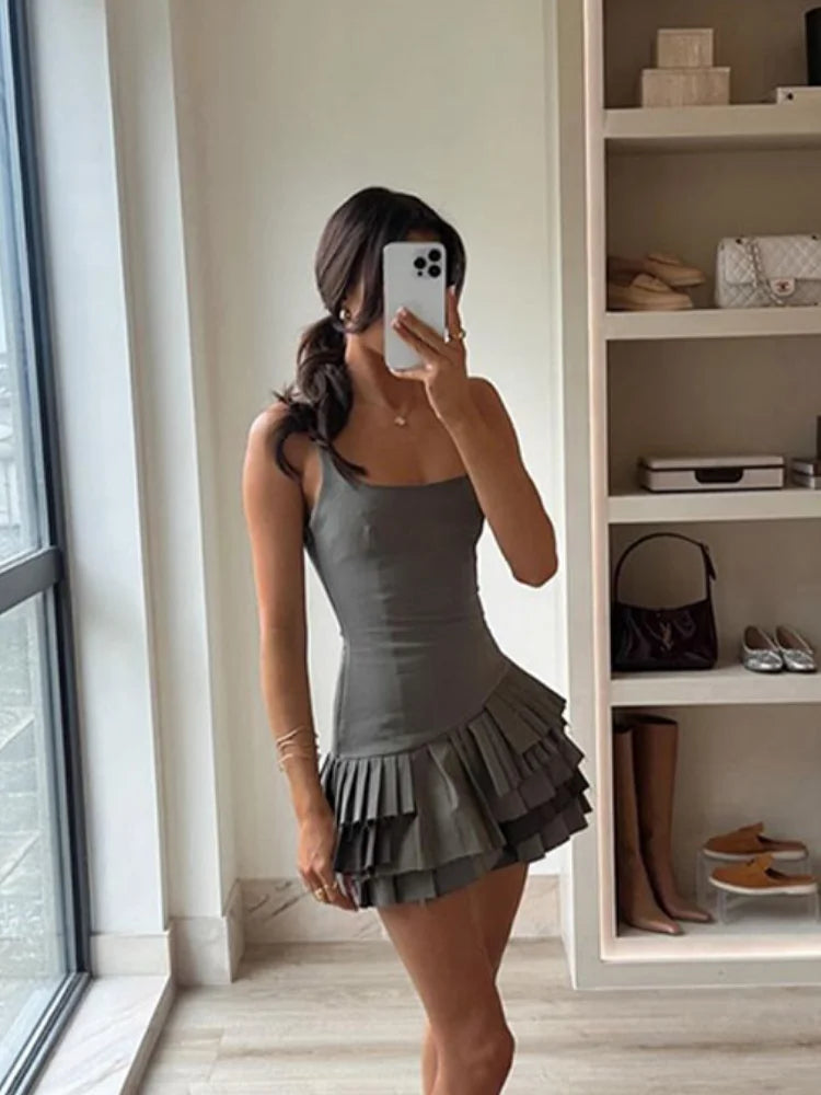 Wjczt Army Green Ruffle Multi-layer Pleated Mini Dress Women Sexy Sleeveless Backless Slim Short Robe Ladies Club Party Vestidos 2024 Trendy Wraparound Mini Dress Wjczt Army Green Ruffle Multi-layer Pleated Mini Dress Women Sexy Sleeveless Backless Slim Short Robe Ladies Club Party Vestidos 2024 Trendy Wraparound Mini Dress