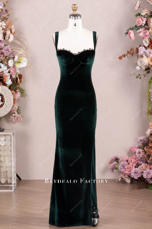 Elegant Dark Green Eyelash Lace Sweetheart Neck Prom Evening Dress Tunic Top Casual