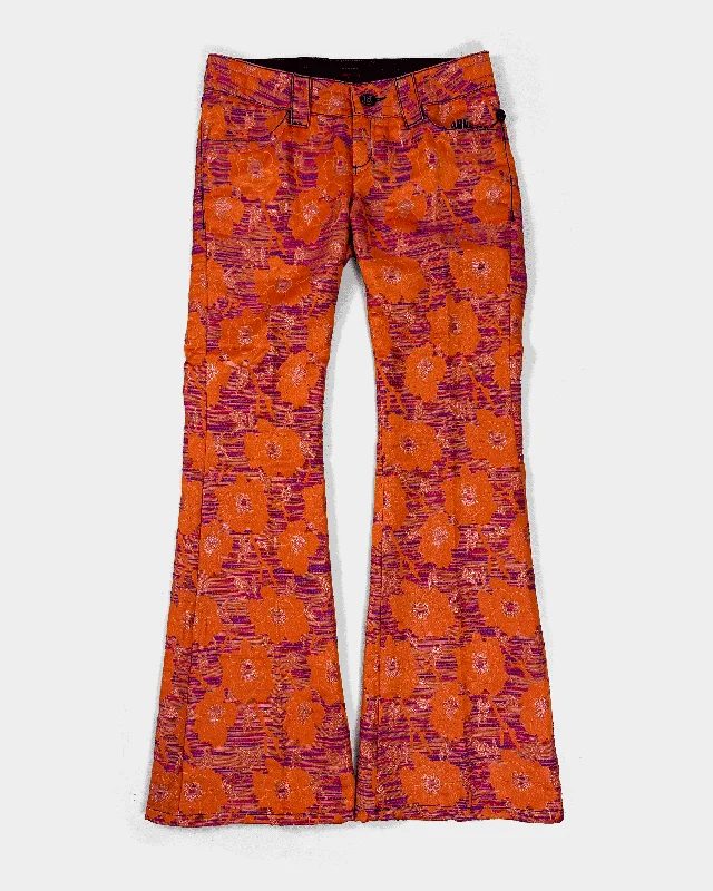 Custo Barcelona Ultra-Jean Orange Flare Pants 2000's Chic Capri Pants