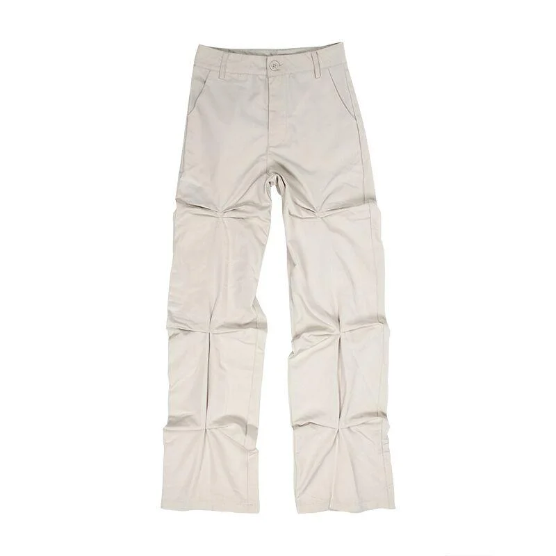 Street Fashion Pleated Beige Cargo Baggy Pants Stylish Harem Pants