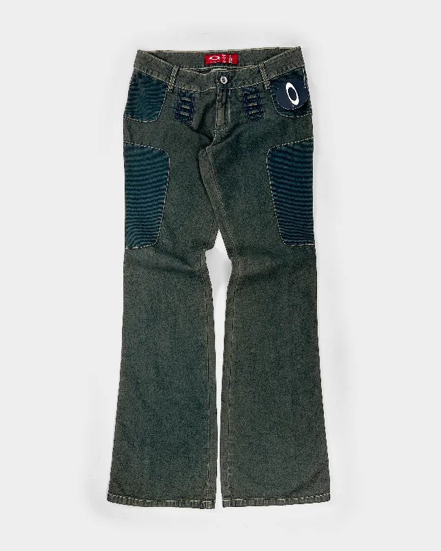 Oakley Red Core 2-Tone Denim Pants 2000's Trendy Wide-Legged Trousers