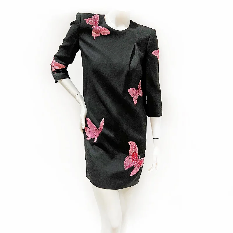 2006 Pink Butterfly Print Shift Dress Tunics Short Trendy