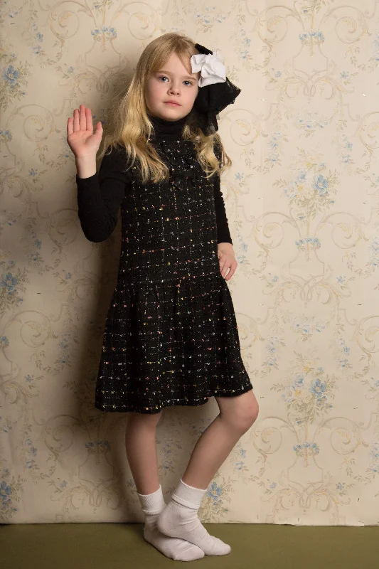 Tweed Bow Dress SNK932 Boat Neckline Classic