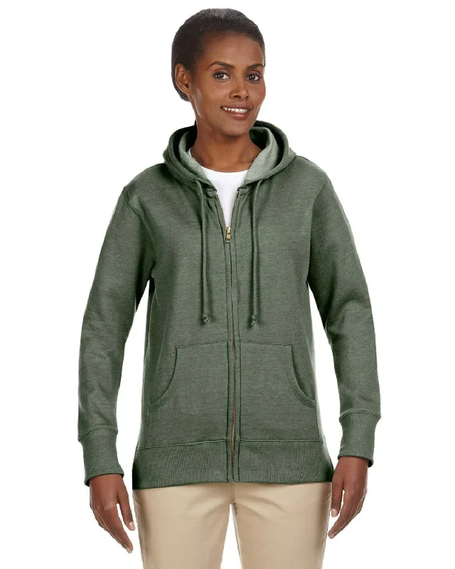 econscious EC4580 Ladies' Organic/Recycled Heathered Fleece Full-Zip Hooded Sweatshirt Hoodie with Turtle Neck Cozy Winter