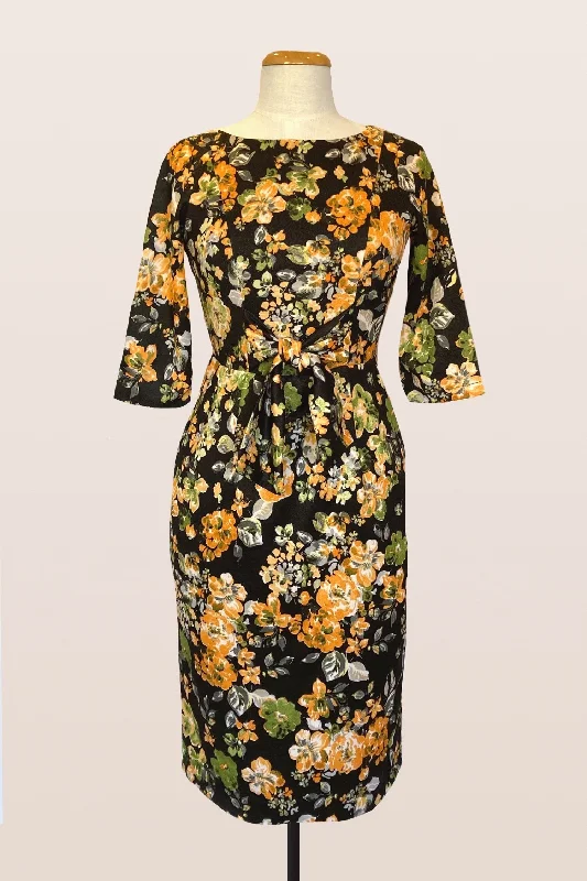 Vicky Green & Black Floral Jersey Dress Tunics Fashionable trendy