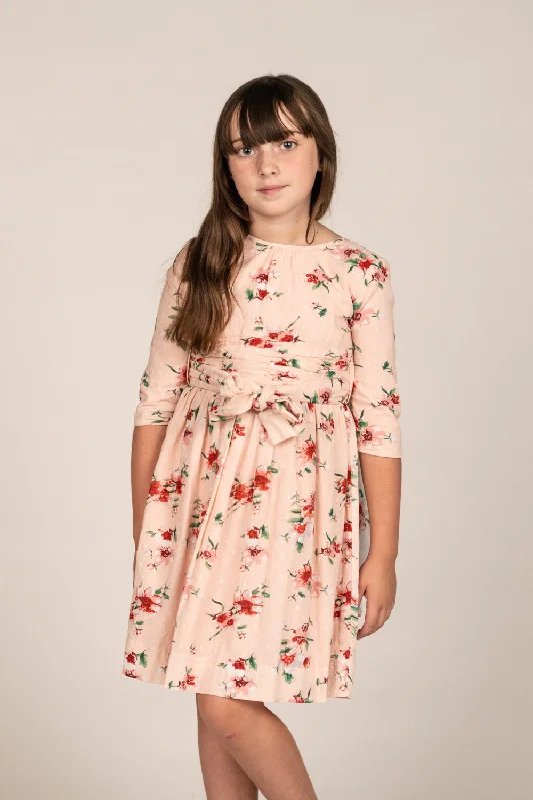 Pink Floral Dress fr2139-a A-Line Day Work