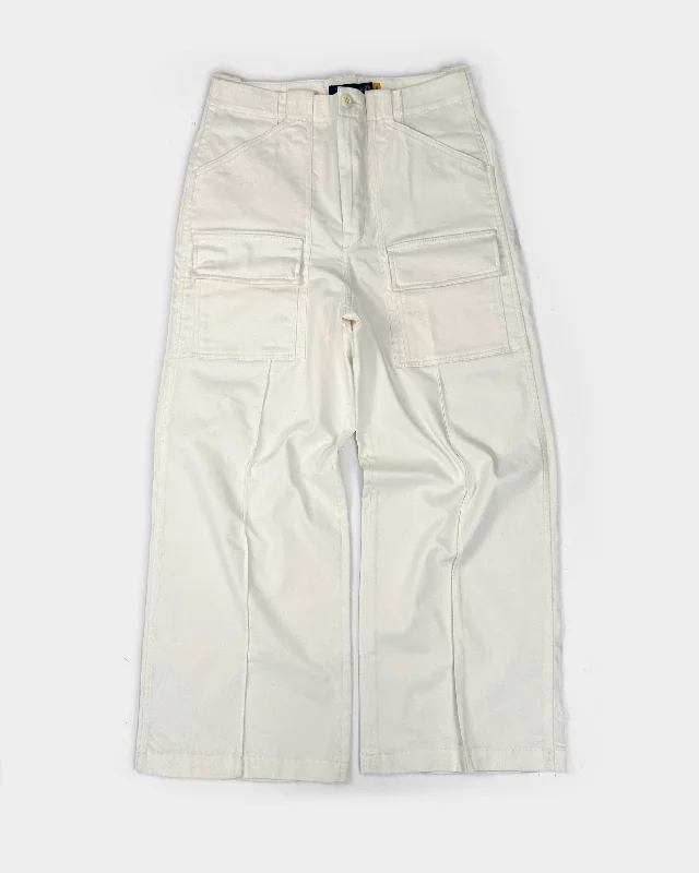 Polo Ralph Lauren White Cargo Wide Leg Pants 2021 Comfortable Denim Pants