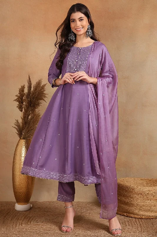 Ahika Lavender Silk Blend Anarkali Woven Design Kurta Pant With Dupatta Casual Skinny Fit Pants Ahika Lavender Silk Blend Anarkali Woven Design Kurta Pant With Dupatta Casual Skinny Fit Pants