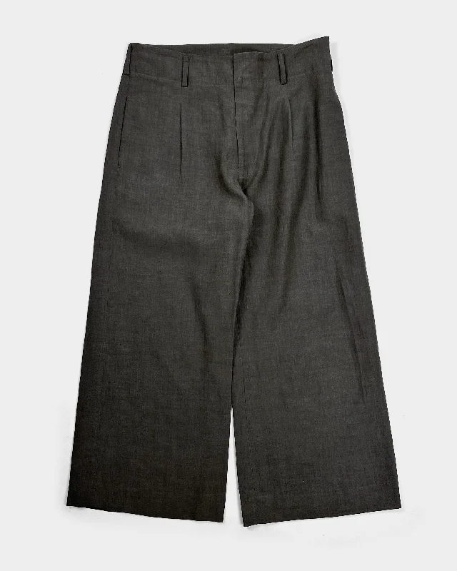 Yohji Yamamoto Deep Grey Linen Pants 2000's Casual Sweatpants Style