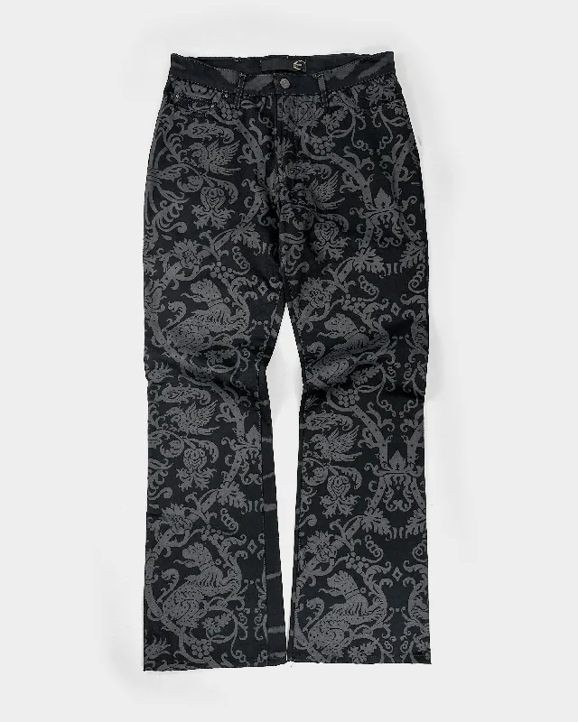 Roberto Cavalli Black 2-Prints Flare Pants 1990's Cozy Fitted Pants