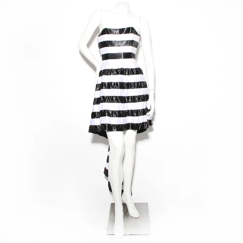 1996 Black and White Stripes Silk Dress Tunics Denim casual
